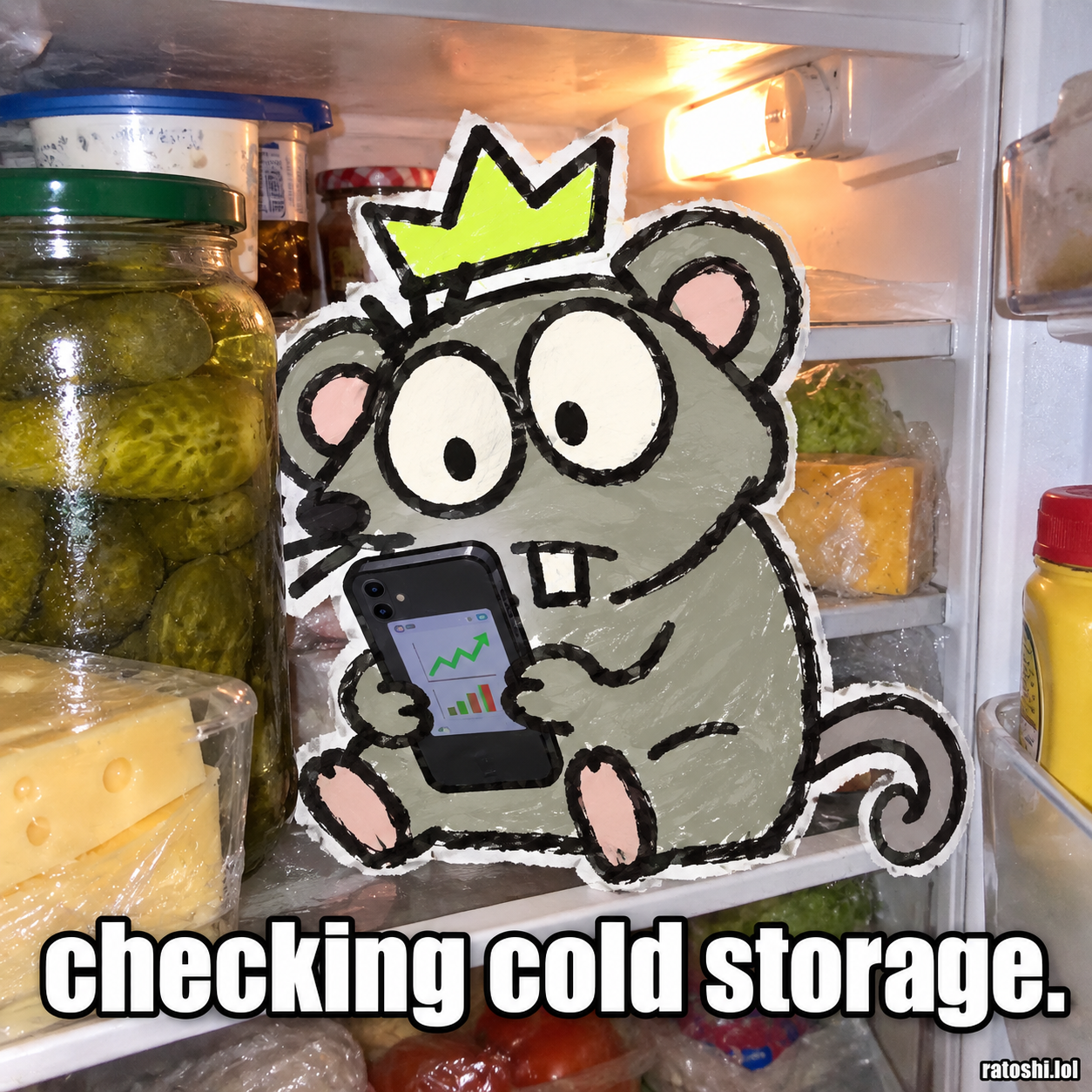 RATOSHI meme: checking cold storage.